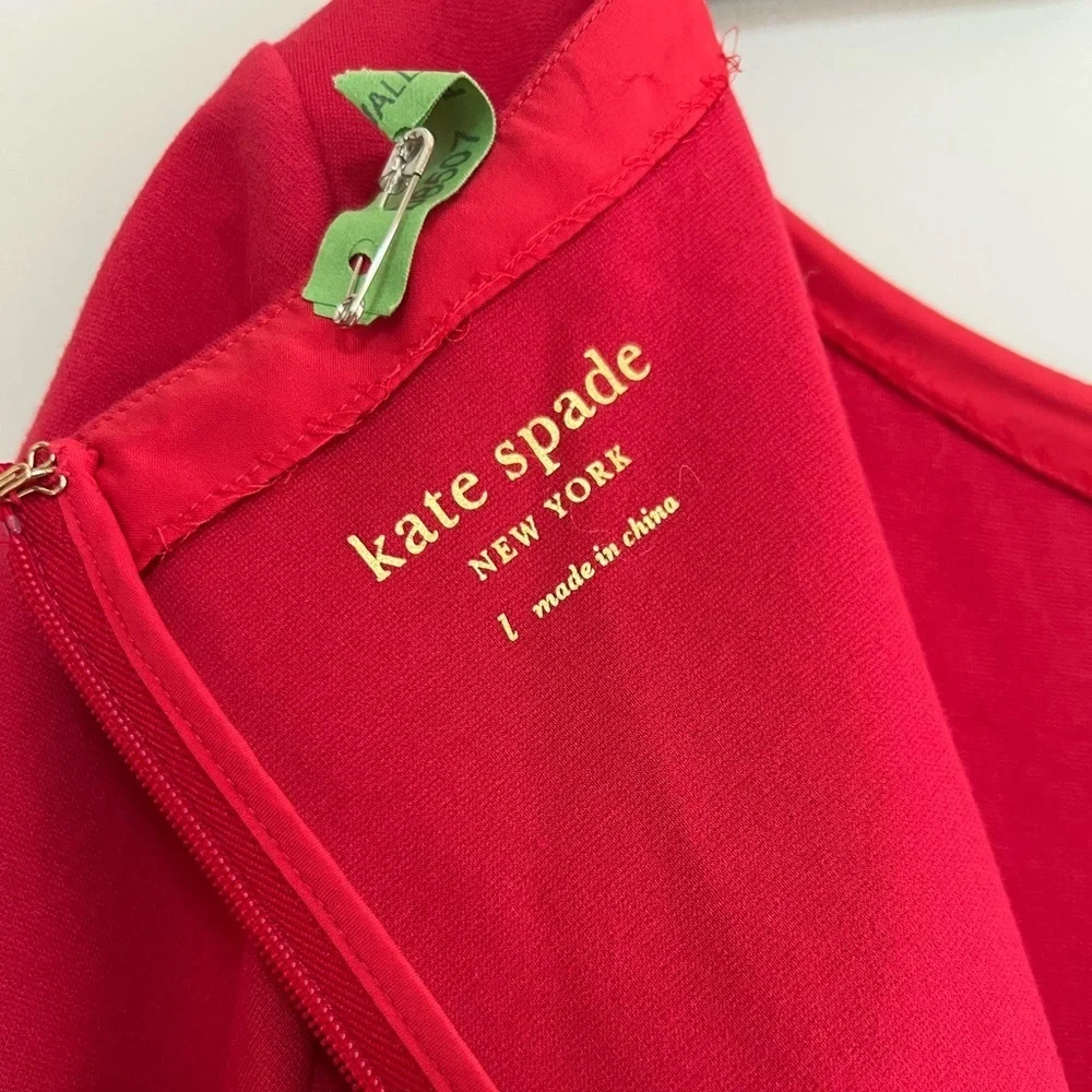 Kate Spade Boat Neck Ponte 3/4 Sleeve Dress in Dark Watermelon Red, size L